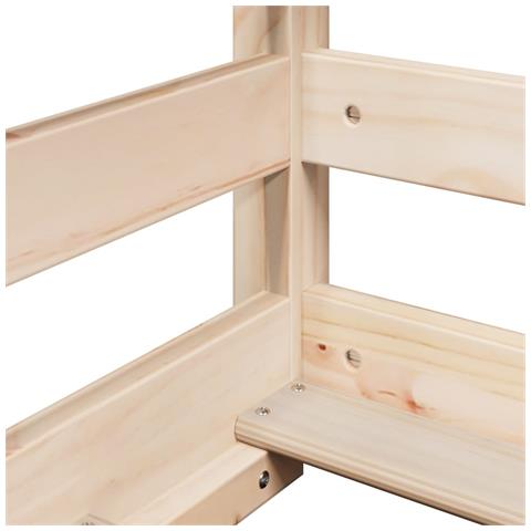 Letto Soppalco con Scala e Tetto 80x200 cm Legno Massello Pino - Foto 9