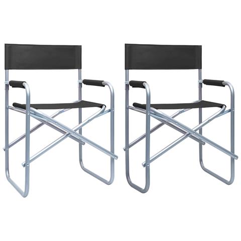 Lusso Casadino -  Sedie Da Regista 2 Pz In Acciaio Nere - Foto 2