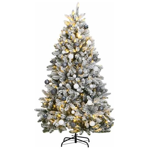 Albero Natale Incernierato con 300 LED e Palline 210 cm - Foto 1