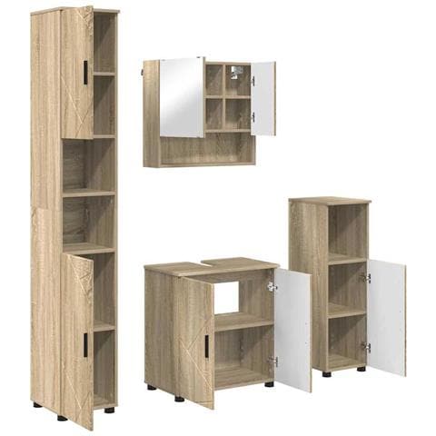 Set di mobili per il bagno 4 pcs rovere sonoma 61 x 35 x 64 cm - Foto 1