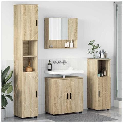 Set di mobili per il bagno 4 pcs rovere sonoma 61 x 35 x 64 cm - Foto 2
