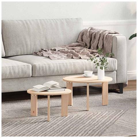 Tavolino da salotto 2 pcs Naturale 47.5 x 47.5 x 27 cm - Foto 2