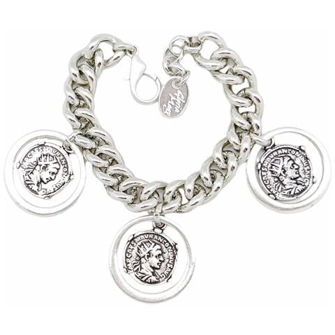 Bracciale Triple Aura Con Monete In Stile Antico Placcate In Argento - Foto 1