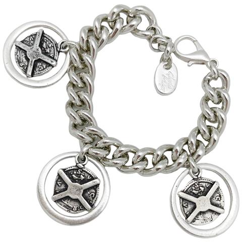 Bracciale Triple Aura Con Monete In Stile Antico Placcate In Argento - Foto 4
