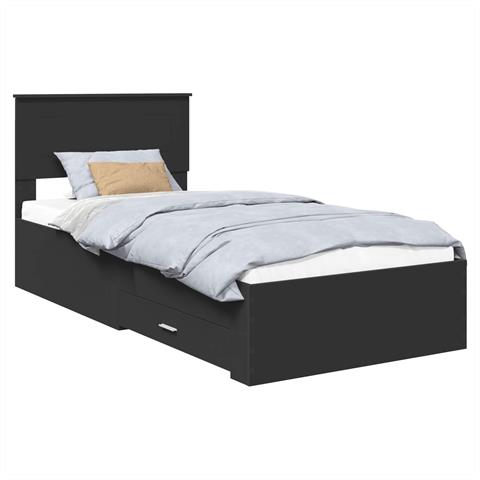 Struttura del letto con testiera Nero e Argento 75 x 190 cm - Foto 1