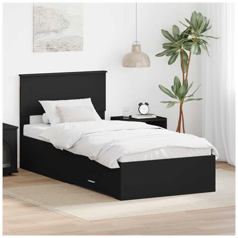 Struttura del letto con testiera Nero e Argento 75 x 190 cm - Foto 2