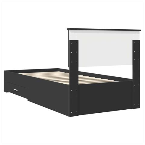 Struttura del letto con testiera Nero e Argento 75 x 190 cm - Foto 9