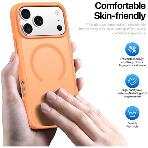 Cover per iPhone 17 Pro Max - TPU+PC, Arancione, MagSafe - Foto 4