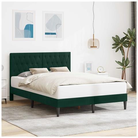 Struttura del letto Verde Scuro 140 x 190 cm Velluto - Foto 2