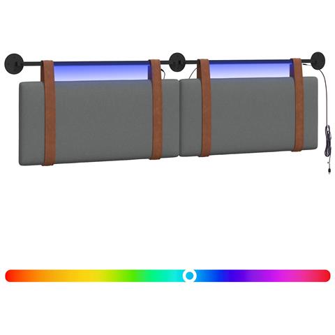 Testiera sospesa Con luce LED Grigio Scuro PU Antico - Foto 1