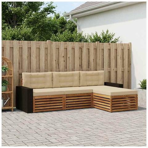 Set di divani da esterno 4 pcs Naturale e Beige Poliestere - Foto 2