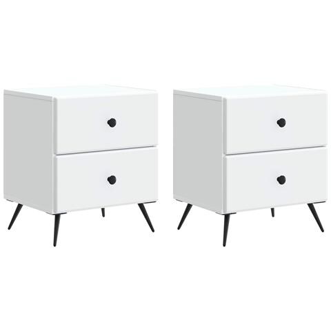 Armadio da Notte con cassetto 2 pcs Bianco 43 x 34,5 x 47,5 cm - Foto 1