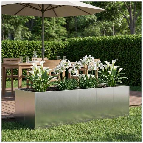 Vaso da giardino Argento 200 x 80 x 60 cm Acciaio Inox - Foto 2