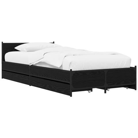 Struttura letto con testata con ruota Rovere Nero 80 x 200 cm - Foto 1