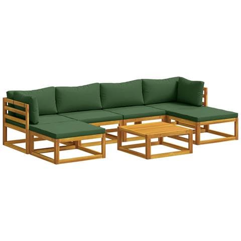 Set di divani 7 pz Naturale Legno di Acacia Massello - Foto 1