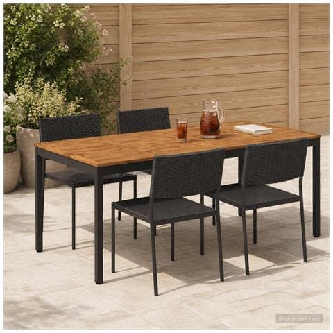 Tavolo da cena da giardino Naturale e Nero 196 x 100,5 x 75 cm - Foto 2