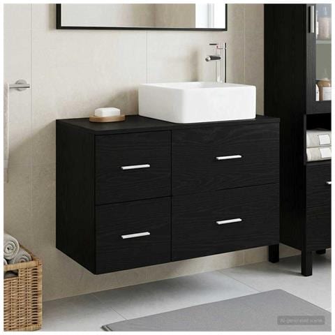 Set di mobili per il bagno 2 pz Rovere Nero - Foto 2