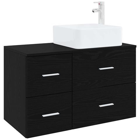 Set di mobili per il bagno 2 pz Rovere Nero - Foto 1