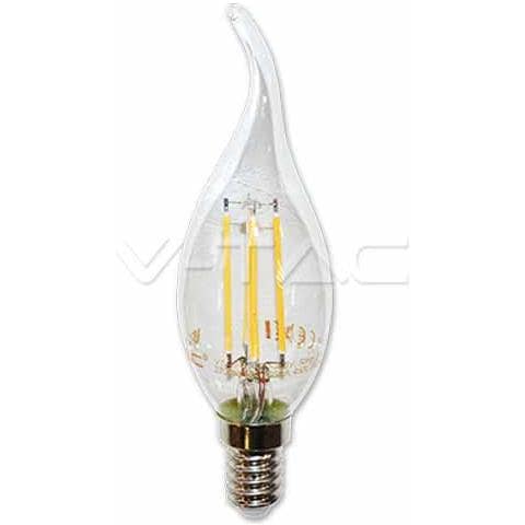 Lampadine Led E14 4w Filamento Candela Fiamma Colpo Di Vento Luce Calda 2700k Vt-1997 4302 - Foto 3