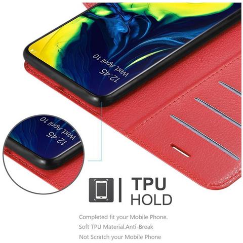Custodia Compatibile Con Samsung Galaxy A80 / A90 In Rosso Carminio - Coperchio Protettiva Con Chiusura Magnetica, Funzione Stand E Tasca Per Le Carte - Foto 2