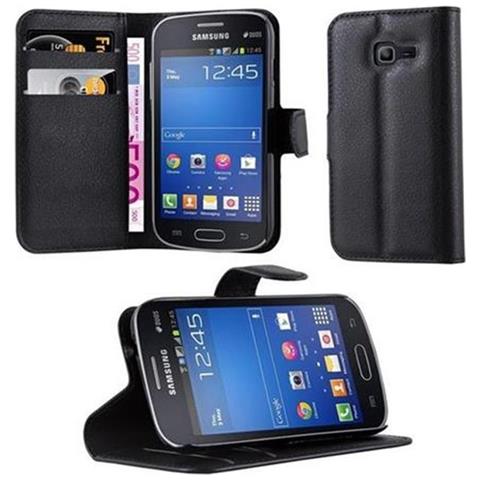Custodia Compatibile Con Samsung Galaxy Star Pro In Nero Carbone - Coperchio Protettiva Con Chiusura Magnetica, Funzione Stand E Tasca Per Le Carte - Foto 1
