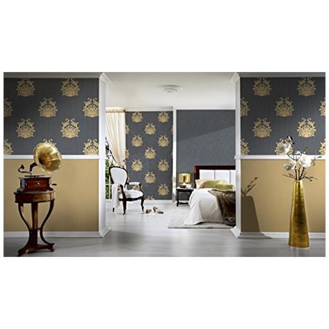 Carta Da Parati Nobile Classica Motivo Fein Strutturata Beige Metallic, Marrone, 958611, Nero, 958625 - Foto 2