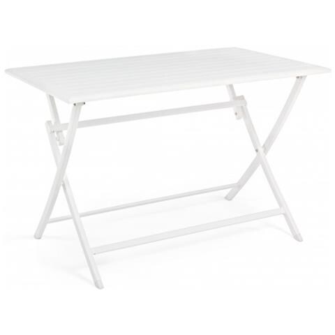 Tavolo Per Esterno In Alluminio Bianco Elin 110x70x H71 Cm - Foto 1