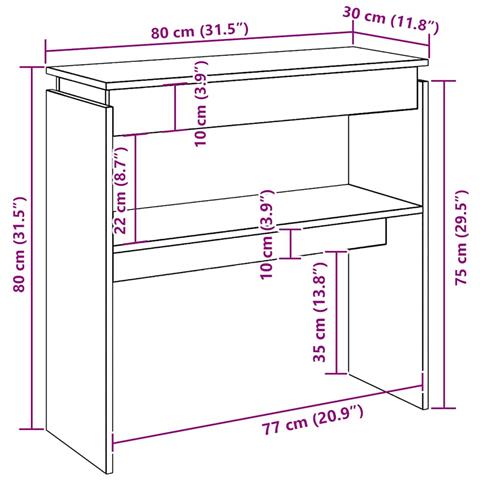 Tavolino Consolle Grigio Cemento 80x30x80cm Legno Multistrato - Foto 2
