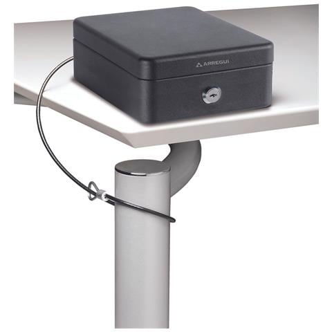 Private C9467 Cassetta Di Sicurezza Con Chiave Per Trasportare Denaro | Cassetta Portavalori In Acciaio Con Fissaggio Mediante Cavo | Cassaforte Portatile De 15 Cm Di Larghezza | Nero - Foto 3