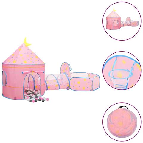 Tenda Da Gioco Per Bambini Rosa Con 250 Palline 301x120x128 Cm - Foto 1