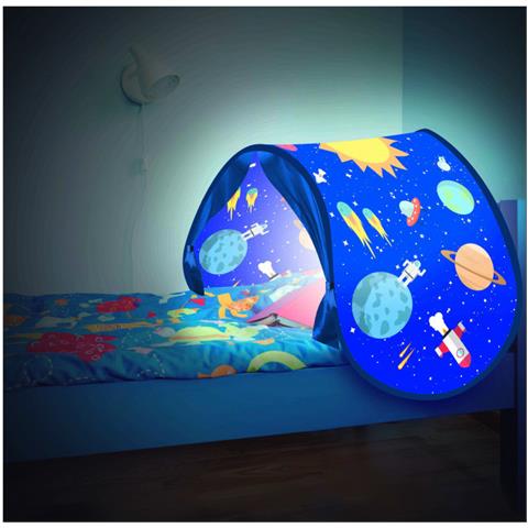 Tenda Sleep Fun - - Tenda Letto Per Bambini - Modello Blu - Accessorio Per La Cameretta Dei Bambini - Lampada Integrata - Borsa Portaoggetti - Foto 1