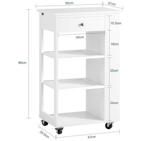 Mobiletto Cucina Salvaspazio Carrello Cucina Con Cassetti Credenza Soggiorno Moderno Con Ruote Mobile Dispensa L50*p37*a86 Cm Fkw12-ii-w Sobuy - Foto 2