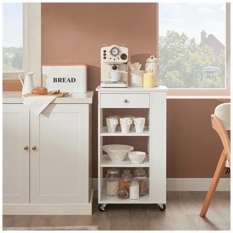 Mobiletto Cucina Salvaspazio Carrello Cucina Con Cassetti Credenza Soggiorno Moderno Con Ruote Mobile Dispensa L50*p37*a86 Cm Fkw12-ii-w Sobuy - Foto 5