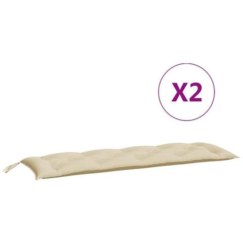 Cuscini Panca Da Giardino 2pz Beige 150x50x7 Cm Tessuto Oxford - Foto 2