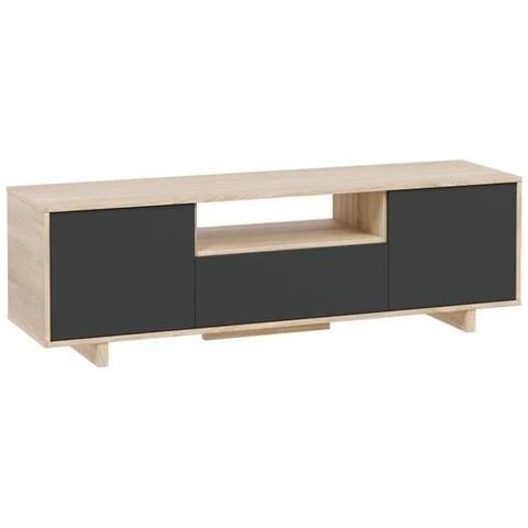 Mobile Tv Zaira - Melaminico Antracite E Rovere - 3 Ante - 150 X 41 X 46 Cm - Foto 1