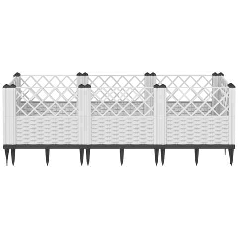 Fioriera Da Giardino Con Picchetti Bianca 123,5x43,5x43,5 Cm Pp - Foto 3