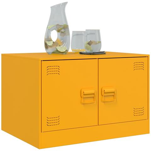 Tavolino da Salotto Giallo Senape 67x50x44 cm in Acciaio - Foto 2