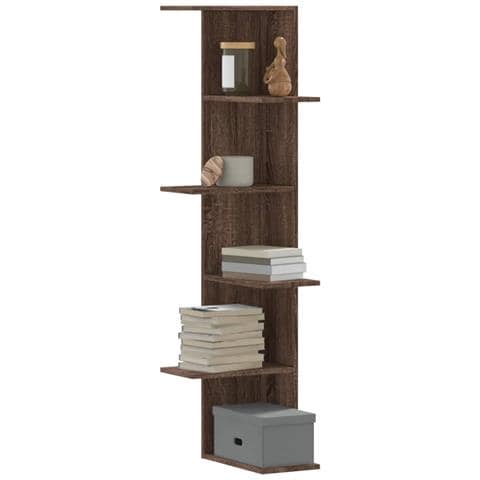 Scaffale Angolare Muro Rovere Marrone 36,5x36,5x140 Cm Legno - Foto 1