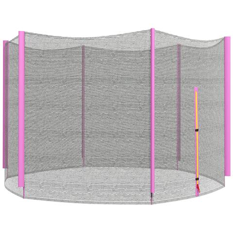 Rete Di Protezione Per Trampolini A 6 Pali Con Ingresso Con Cerniera, In Pe, Ø305x180 Cm, Nero E Rosa - Foto 1