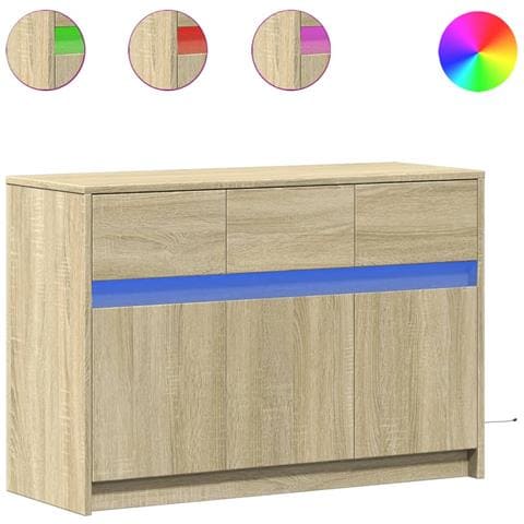 Mobile Porta Tv Con Led Rovere Sonoma 91x34x61 Cm In Truciolato - Foto 2