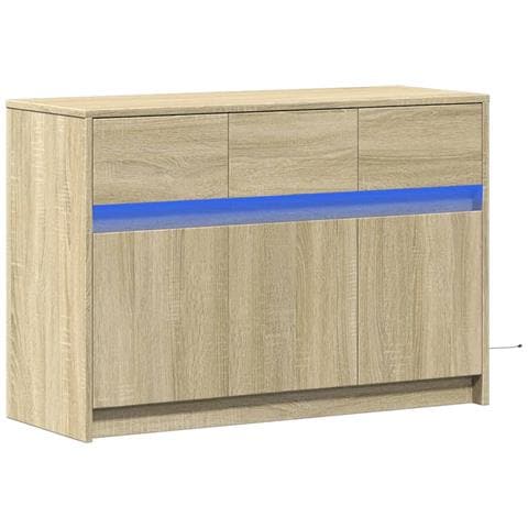 Mobile Porta Tv Con Led Rovere Sonoma 91x34x61 Cm In Truciolato - Foto 3