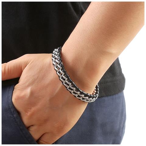 Bracciale Da Uomo Con Polsino In Pelle Pu Intrecciata - Foto 1