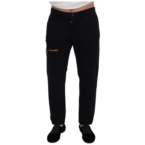 Jeans Neri In Cotone Strappato Regolari Larghi - It50 - L - Foto 1