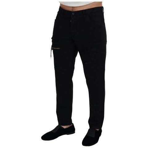 Jeans Neri In Cotone Strappato Regolari Larghi - It50 - L - Foto 2