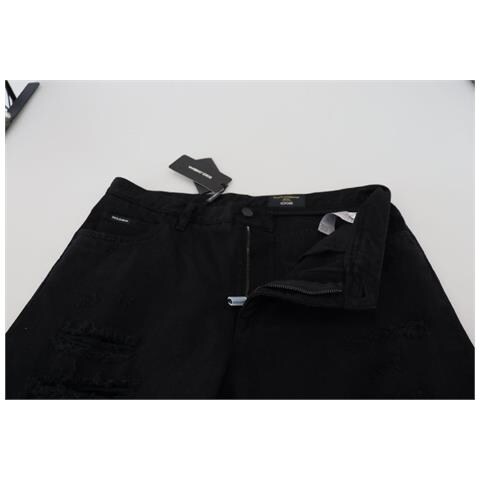 Jeans Neri In Cotone Strappato Regolari Larghi - It50 - L - Foto 5