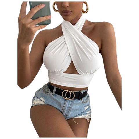 Top Senza Spalline Alla Moda E Sexy Di Genuiskids, Colore Bianco, Taglia L - Foto 5