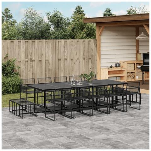 Set Da Pranzo Da Giardino 15 Pz Nero In Polyrattan - Foto 1