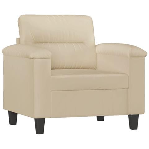 Set Divani 4 Pz Con Cuscini Crema In Tessuto Microfibra - Foto 3