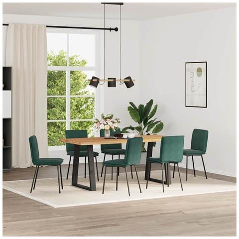 Sedie Da Pranzo 6 Pz Verde Scuro In Velluto - Foto 1