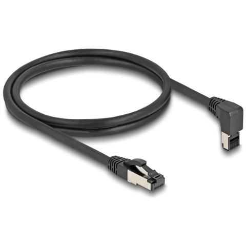 Cavo di rete RJ45 Cat. 8.1 S /FTP da 90° angolato verso l'alto / diritto 2 m nero - Foto 2